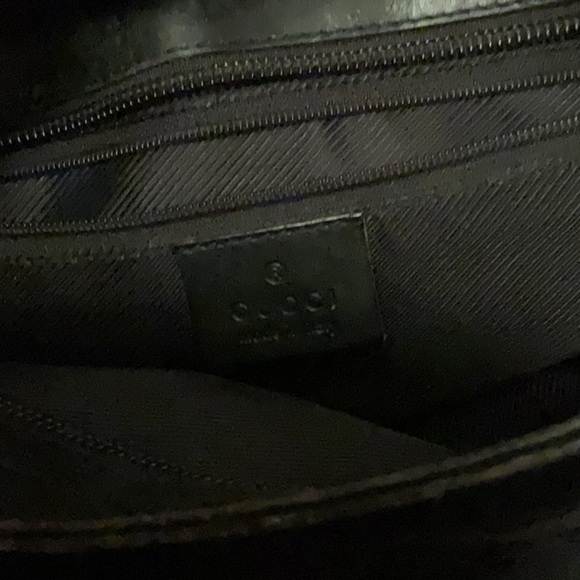 Authentic GUCCI Black GG Nylon Monogram Leather Abbey Medium Tote Bag - Picture 9 of 11